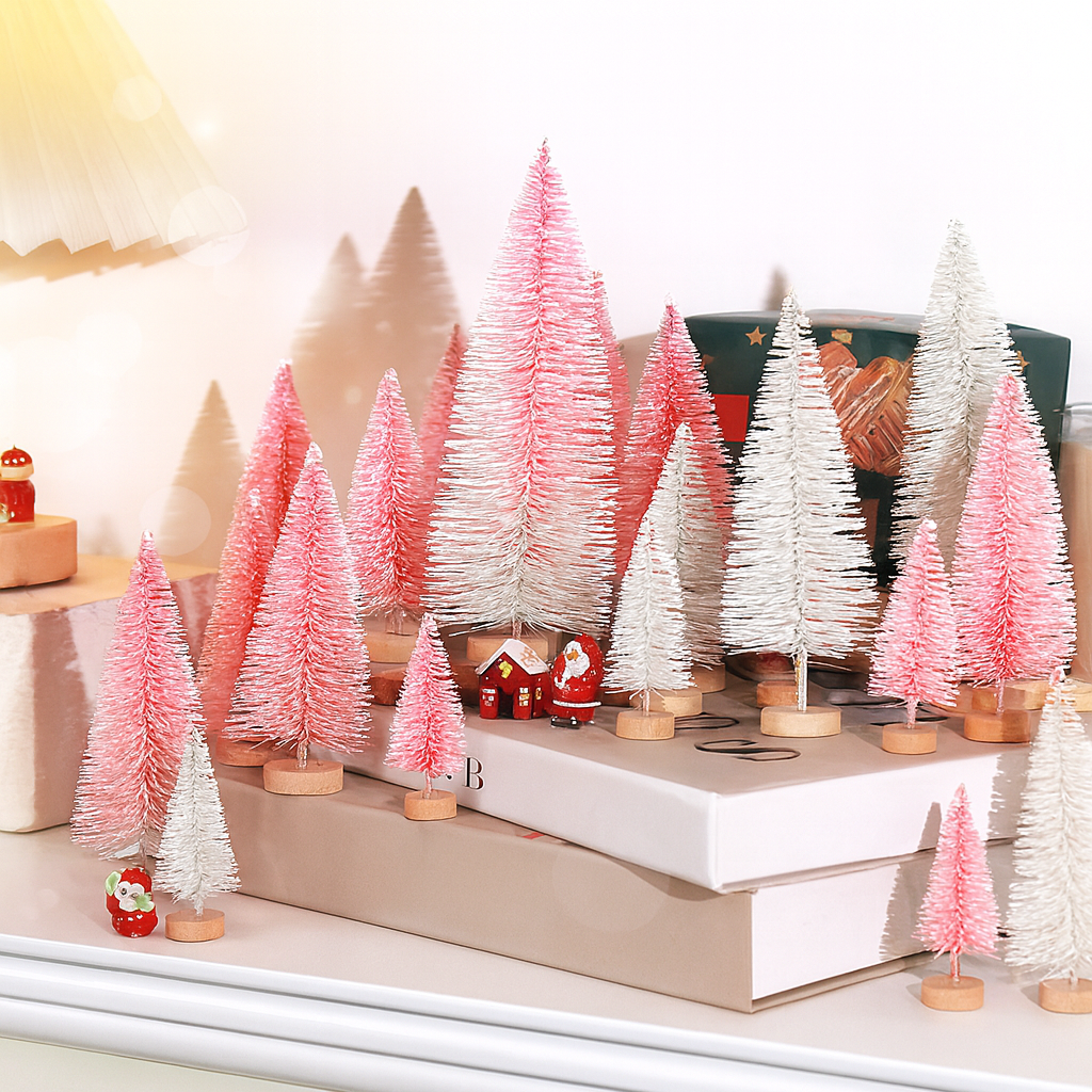Weihnachtsdeko Mini Baumset Winterlandschaft Tischszene Deko