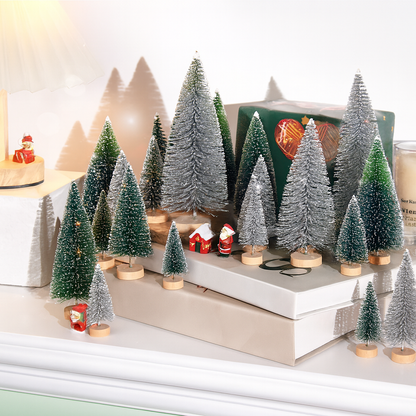 Weihnachtsdeko Mini Baumset Winterlandschaft Tischszene Deko