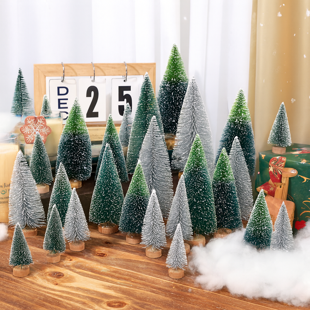 Weihnachtsdeko Mini Baumset Winterlandschaft Tischszene Deko