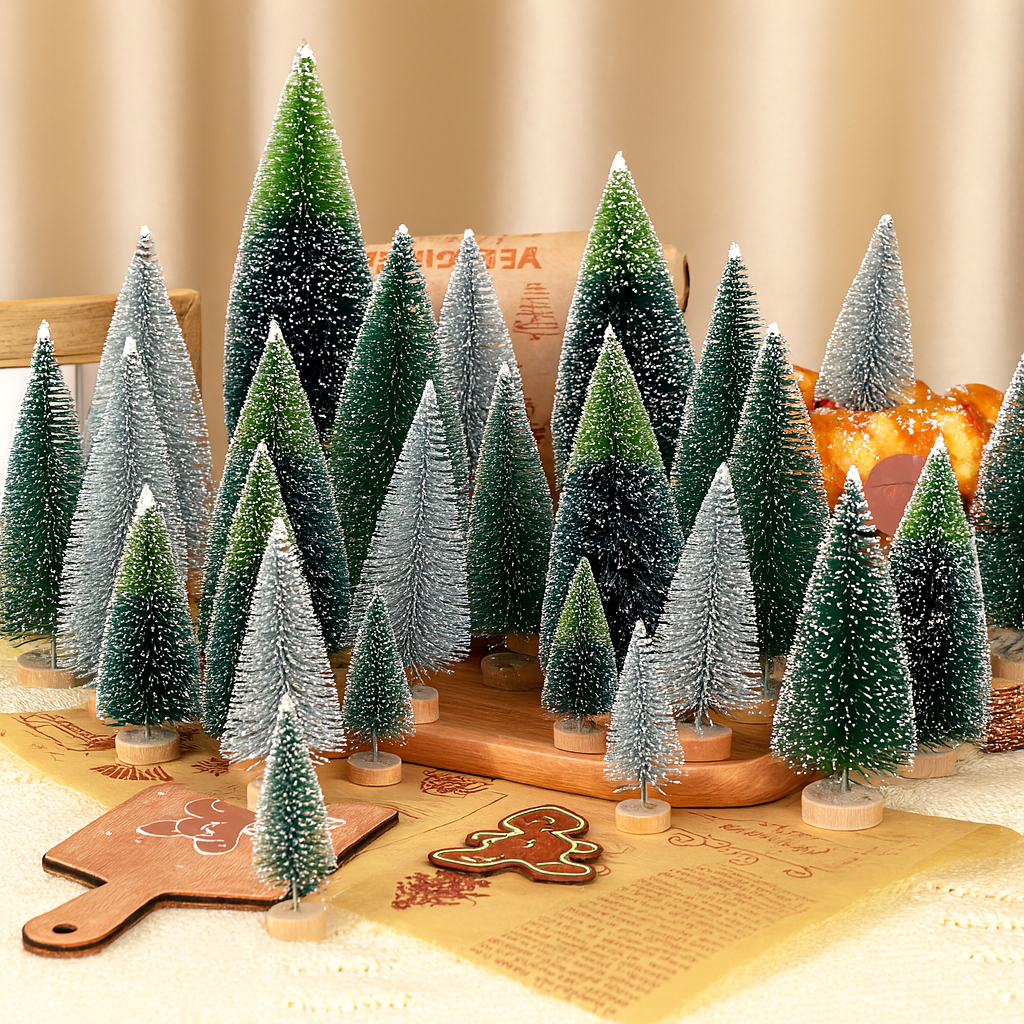 Weihnachtsdeko Mini Baumset Winterlandschaft Tischszene Deko