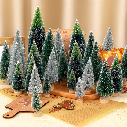 Weihnachtsdeko Mini Baumset Winterlandschaft Tischszene Deko