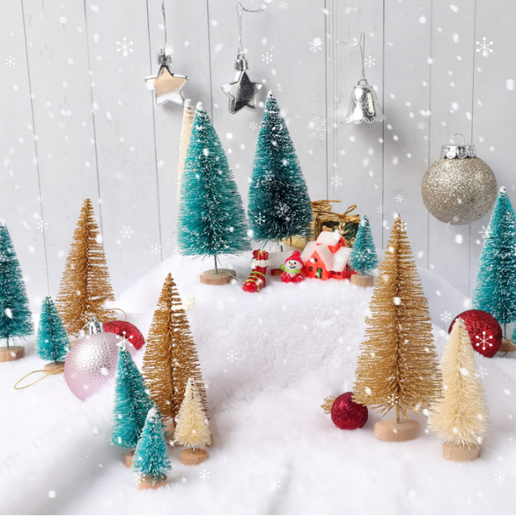 Weihnachtsdeko Mini Baumset Winterlandschaft Tischszene Deko