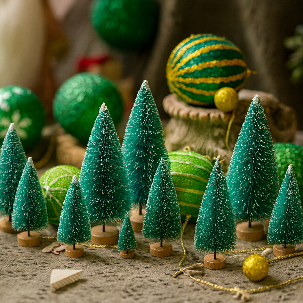 Weihnachtsdeko Mini Baumset Winterlandschaft Tischszene Deko