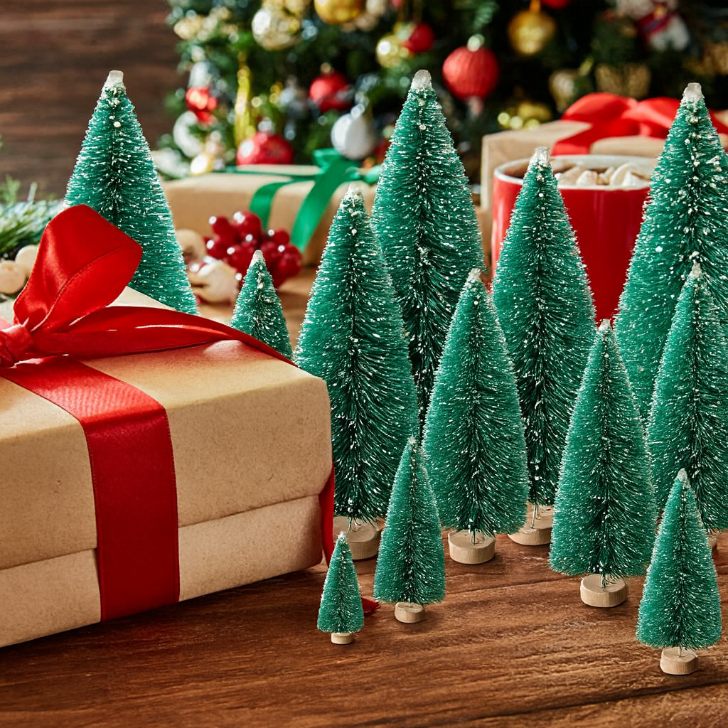 Weihnachtsdeko Mini Baumset Winterlandschaft Tischszene Deko