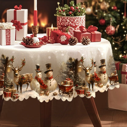 Weihnachtsdeko Tischdecke Polyester Weihnachtsmotiv Retro Festlich
