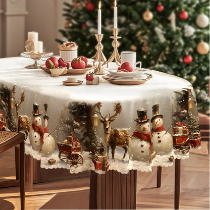 Weihnachtsdeko Tischdecke Polyester Weihnachtsmotiv Retro Festlich