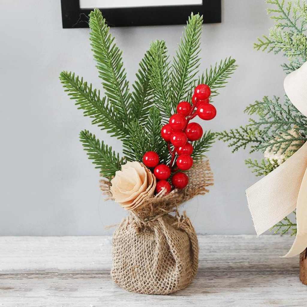 Weihnachtsdekoration Mini Künstlicher Tannenbaum Set Tischdekoration