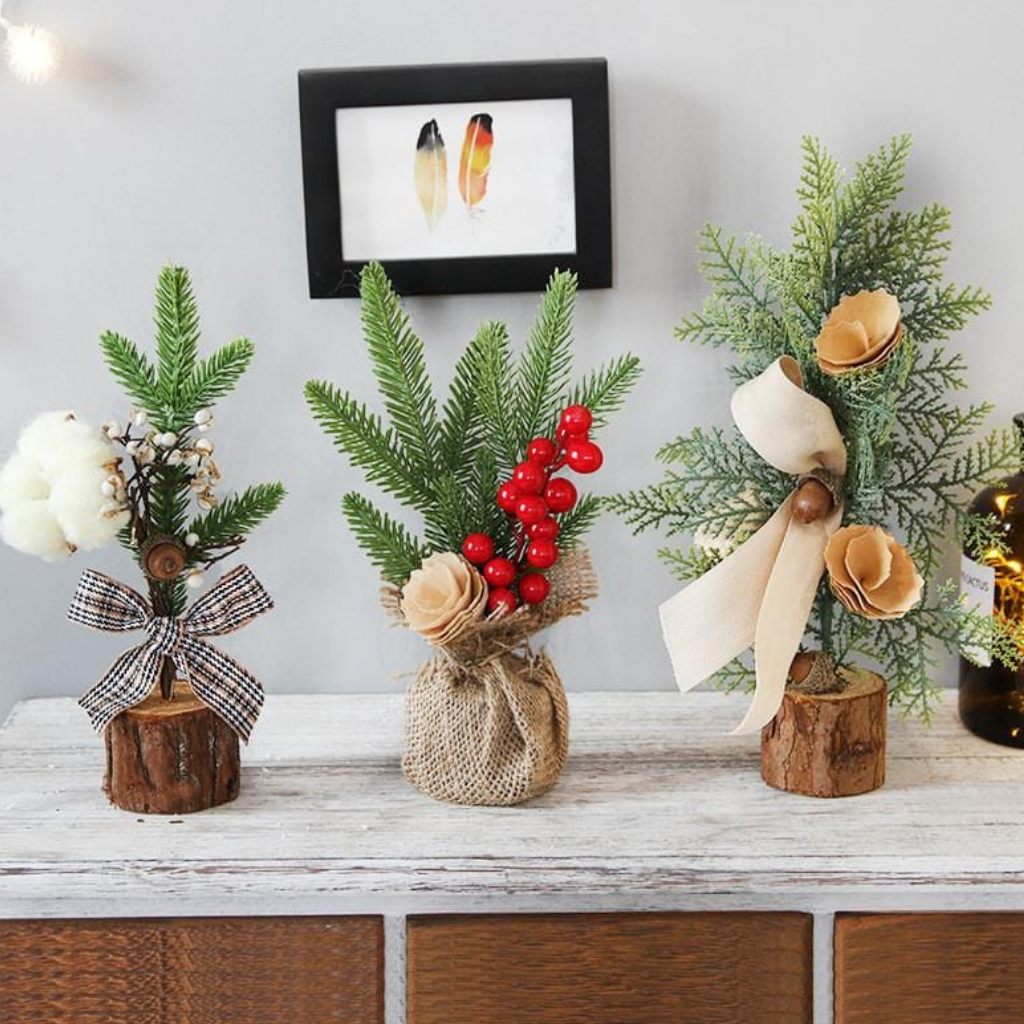 Weihnachtsdekoration Mini Künstlicher Tannenbaum Set Tischdekoration