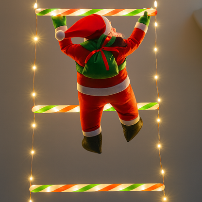 Weihnachtsdekoration Weihnachtsmann Kletterfigur LED Leitera