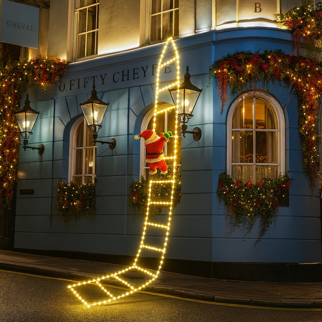 Weihnachtsdekoration Weihnachtsmann Kletterfigur LED Leitera