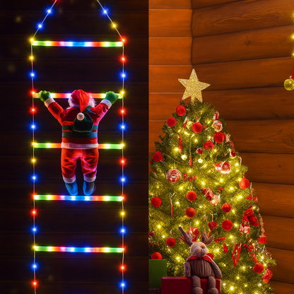 Weihnachtsdekoration Weihnachtsmann Kletterfigur LED Leitera