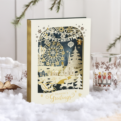 Weihnachtskarte 3D Handgemacht Papier Gravur Grußkarte