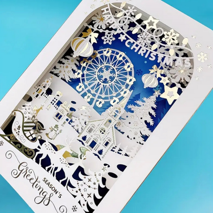 Weihnachtskarte 3D Handgemacht Papier Gravur Grußkarte