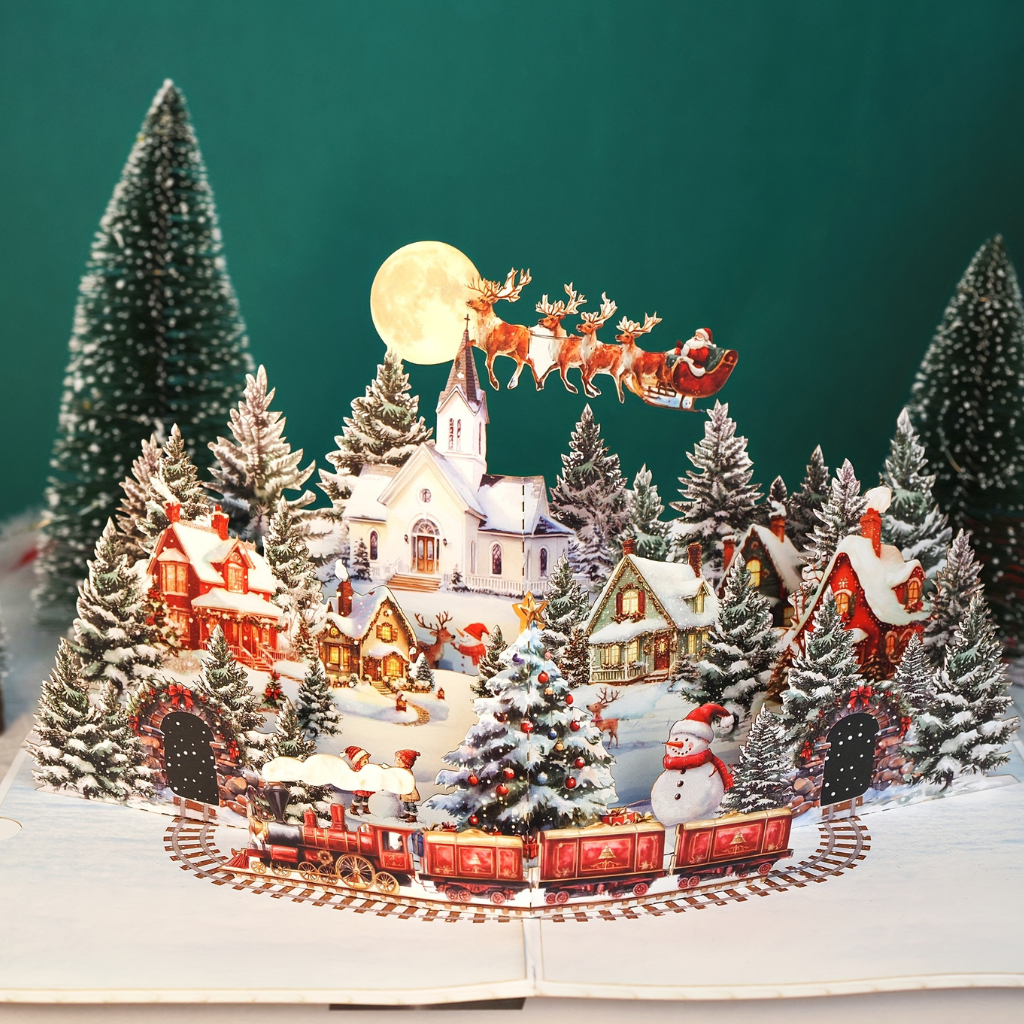 Weihnachtskarte 3D Pop Up Papier Handgemacht Dekoration