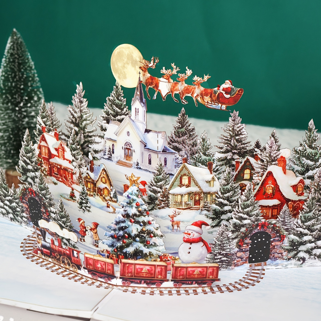 Weihnachtskarte 3D Pop Up Papier Handgemacht Dekoration