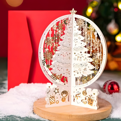 Weihnachtskarten 3D Pop Up Schneekugel Papierkunst Geschenkidee