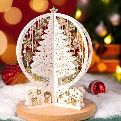 Weihnachtskarten 3D Pop Up Schneekugel Papierkunst Geschenkidee