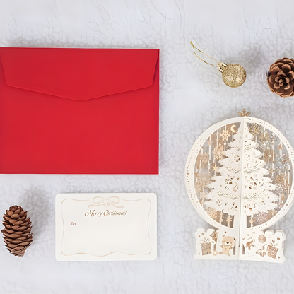 Weihnachtskarten 3D Pop Up Schneekugel Papierkunst Geschenkidee