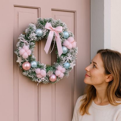 Weihnachtskranz Klassisch Kunststoff Schnee Deko Türkranz