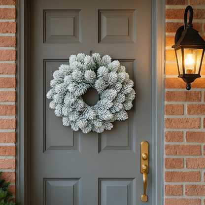 Weihnachtskranz Klassisch Kunststoff Schnee Türdekoration