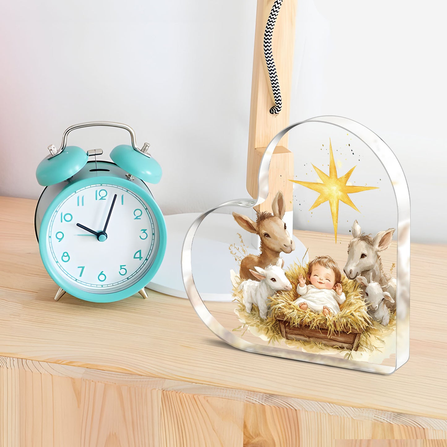 Weihnachtskrippe Acryl Herzfigur Klassisch Deko Aufsteller