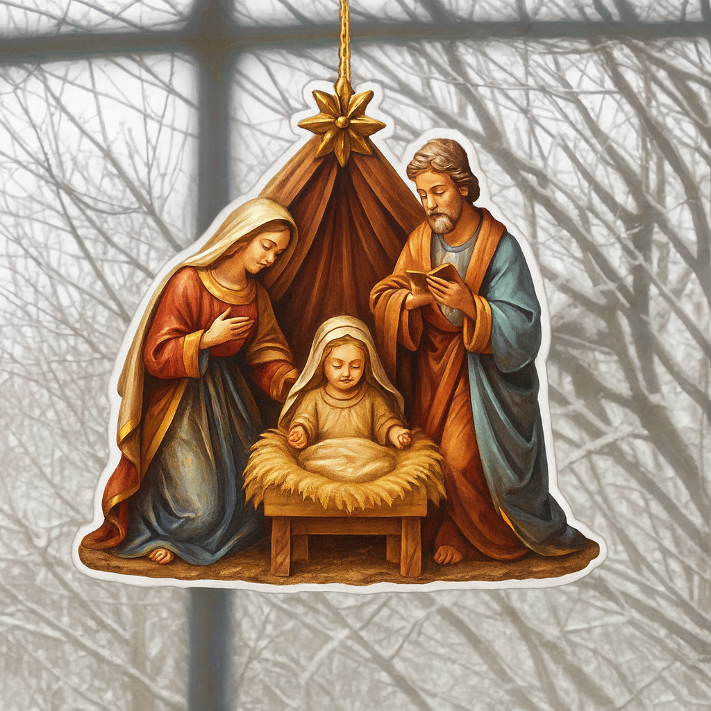 Weihnachtskrippe Holz Flach Hängedeko Set Krippenszene