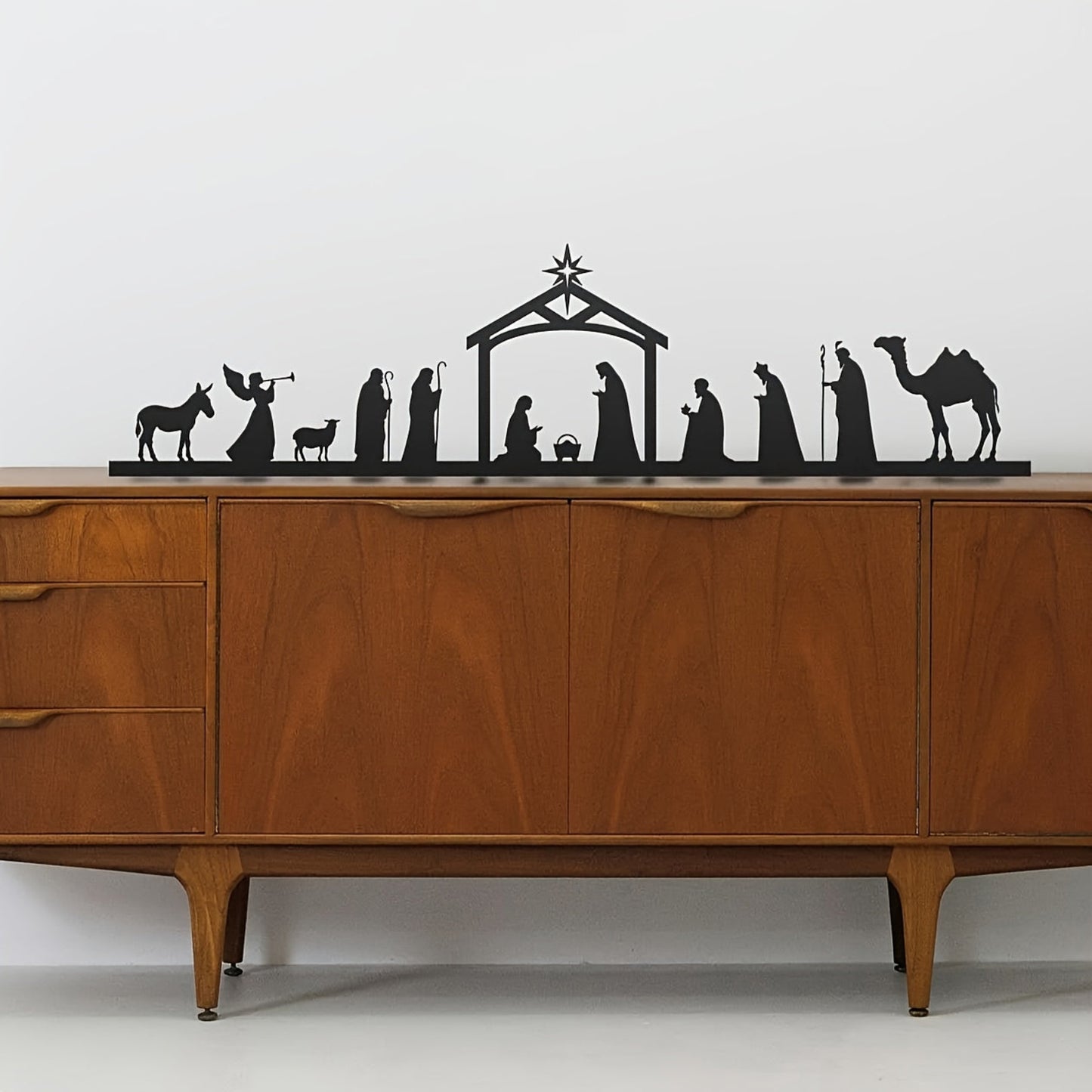 Weihnachtskrippe Metall Deko Figur Modern Freistehend