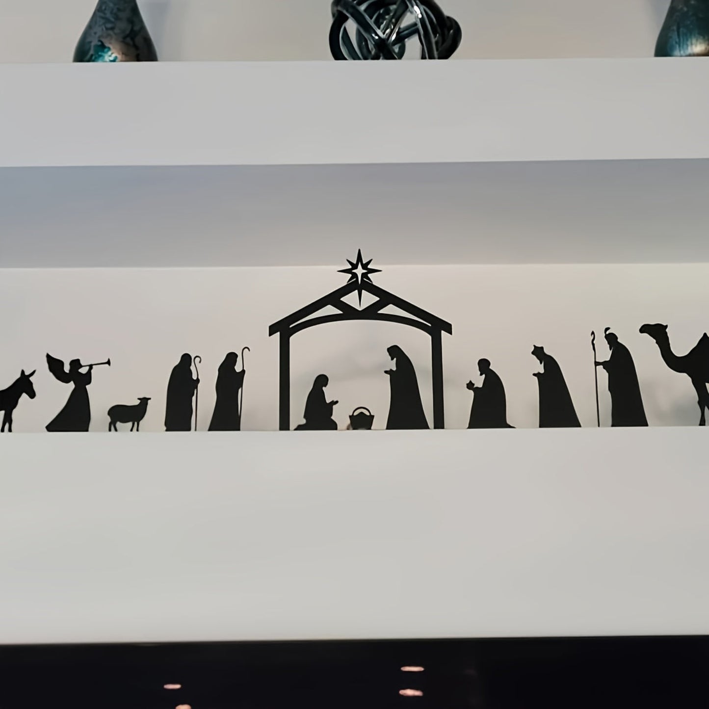 Weihnachtskrippe Metall Deko Figur Modern Freistehend