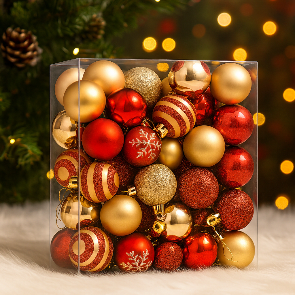 Weihnachtskugeln Deko Kunststoff Baumschmuck Set