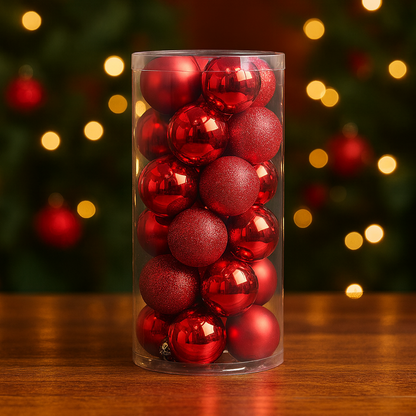 Weihnachtskugeln Deko Kunststoff Baumschmuck Set 24 Stück