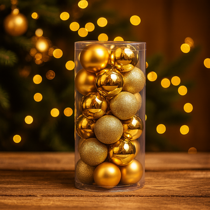 Weihnachtskugeln Deko Kunststoff Baumschmuck Set 24 Stück