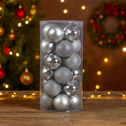 Weihnachtskugeln Deko Kunststoff Baumschmuck Set 24 Stück