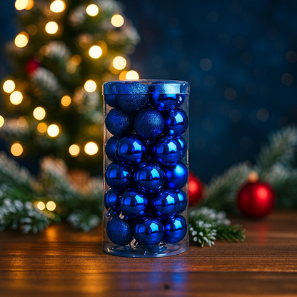 Weihnachtskugeln Deko Kunststoff Baumschmuck Set 24 Stück