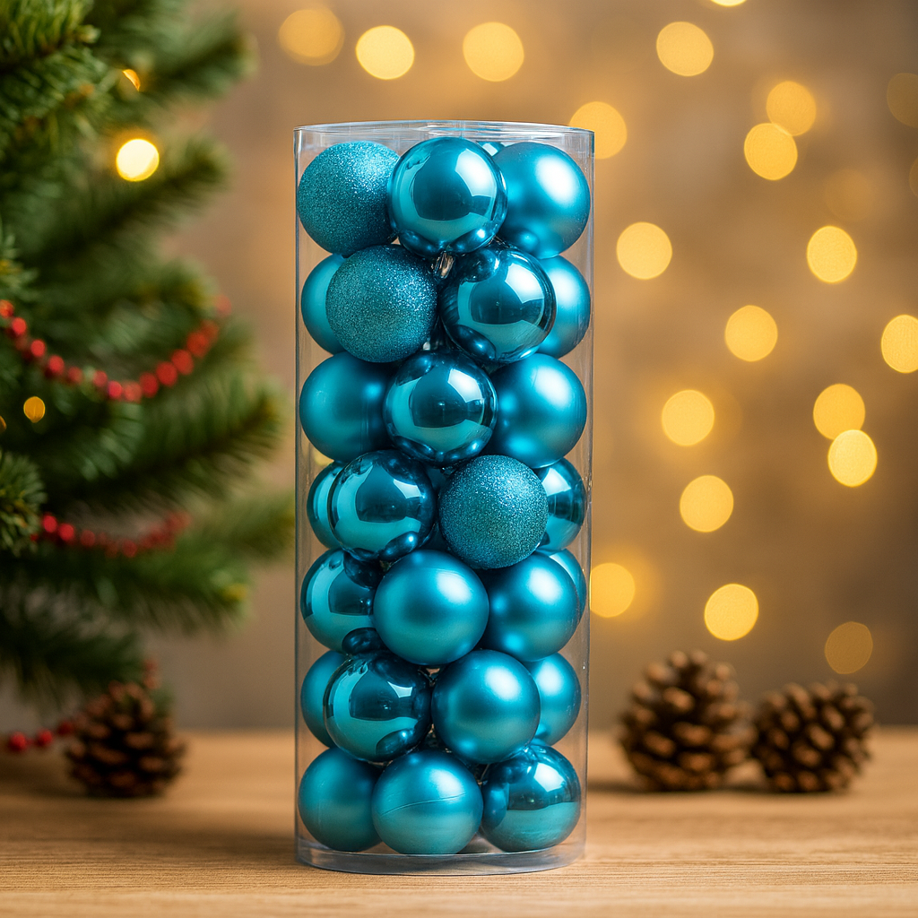 Weihnachtskugeln Deko Kunststoff Baumschmuck Set 24 Stück