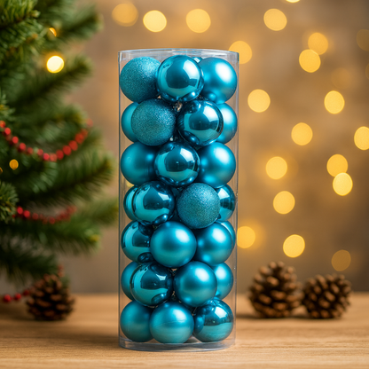 Weihnachtskugeln Deko Kunststoff Baumschmuck Set 24 Stück