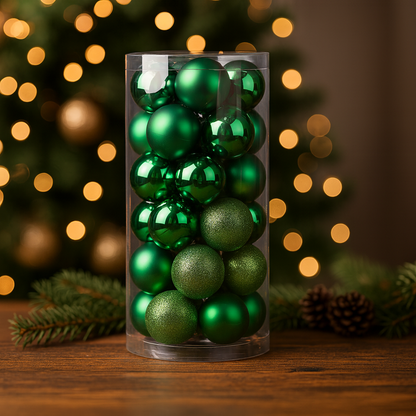 Weihnachtskugeln Deko Kunststoff Baumschmuck Set 24 Stück