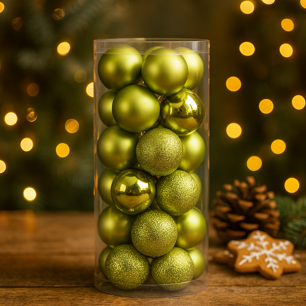 Weihnachtskugeln Deko Kunststoff Baumschmuck Set 24 Stück