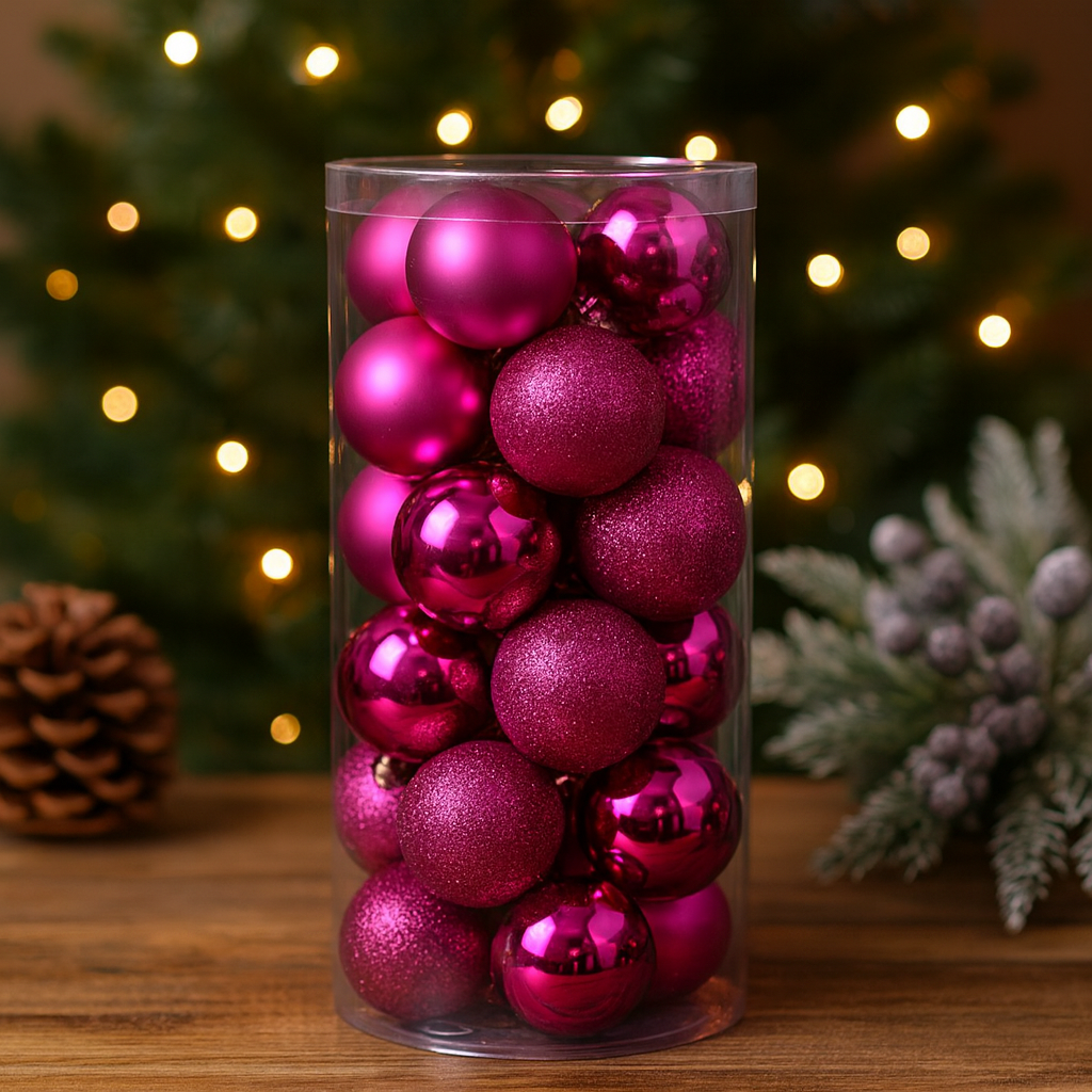 Weihnachtskugeln Deko Kunststoff Baumschmuck Set 24 Stück