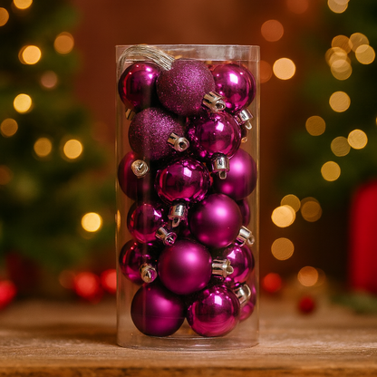 Weihnachtskugeln Deko Kunststoff Baumschmuck Set 24 Stück