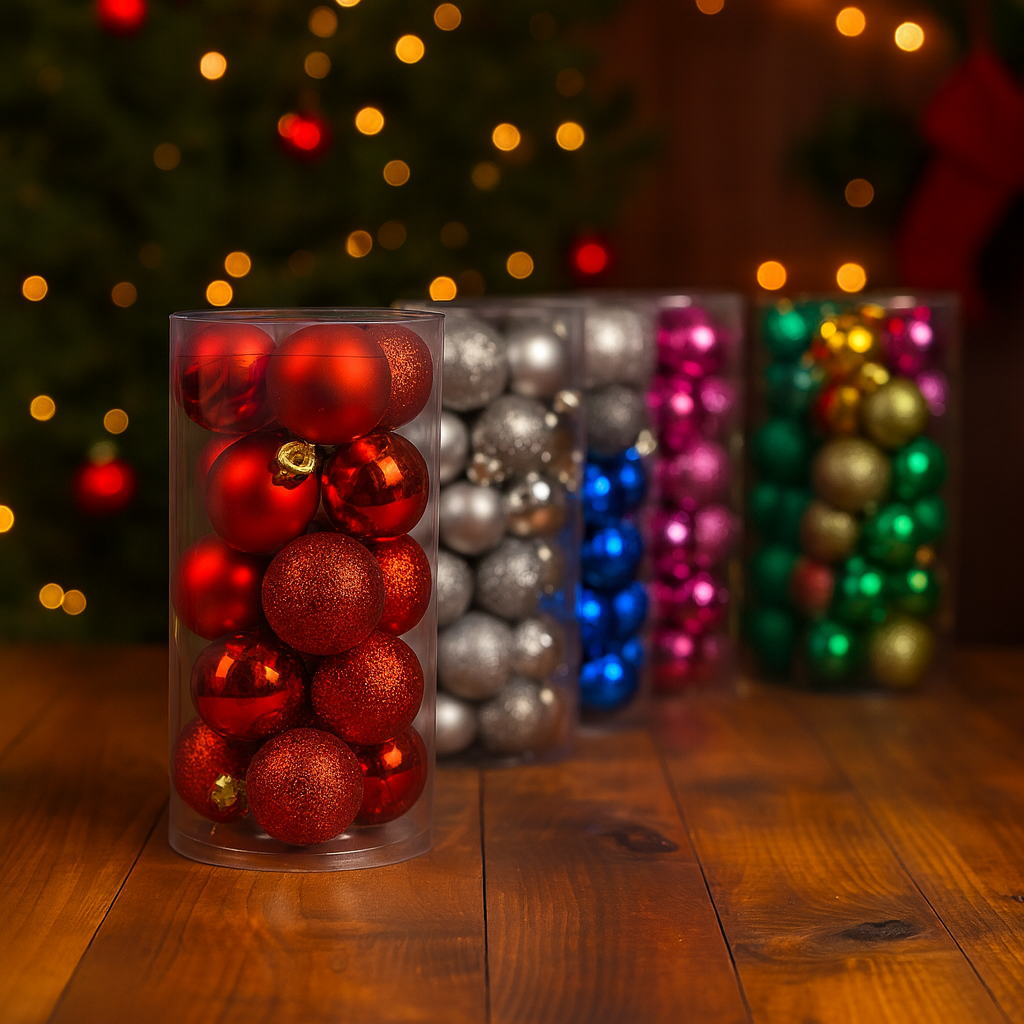 Weihnachtskugeln Deko Kunststoff Baumschmuck Set 24 Stück