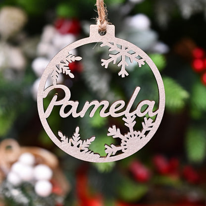 Weihnachtsornamente Holz Personalisiert Rund Schneeflocke