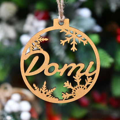 Weihnachtsornamente Holz Personalisiert Rund Schneeflocke