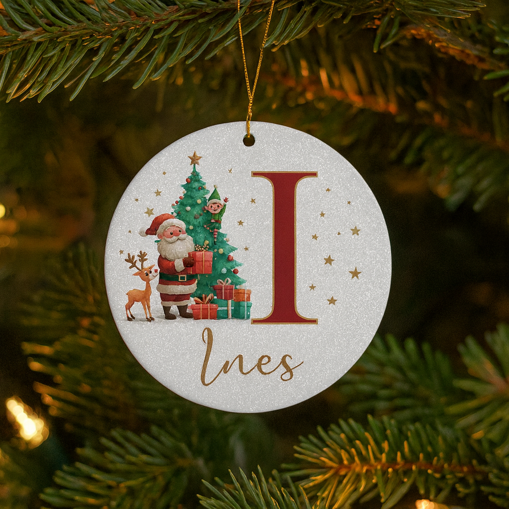 Weihnachtsornamente Personalisiert Papier Initialen Rund