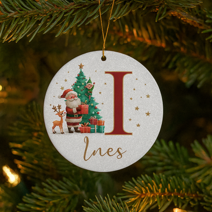 Weihnachtsornamente Personalisiert Papier Initialen Rund