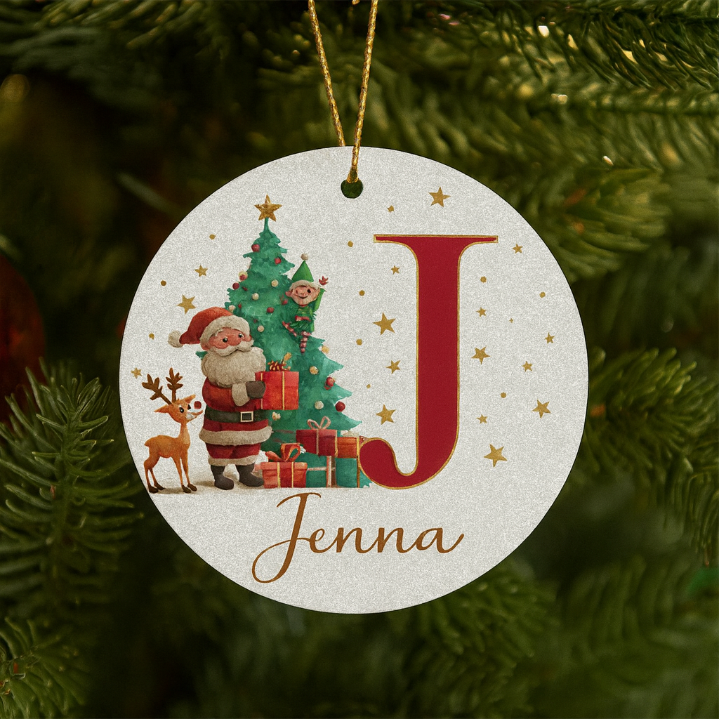 Weihnachtsornamente Personalisiert Papier Initialen Rund