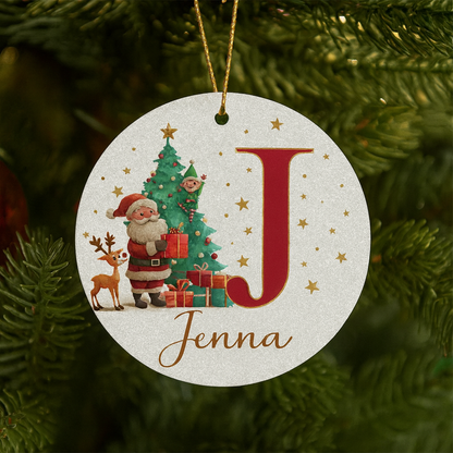 Weihnachtsornamente Personalisiert Papier Initialen Rund