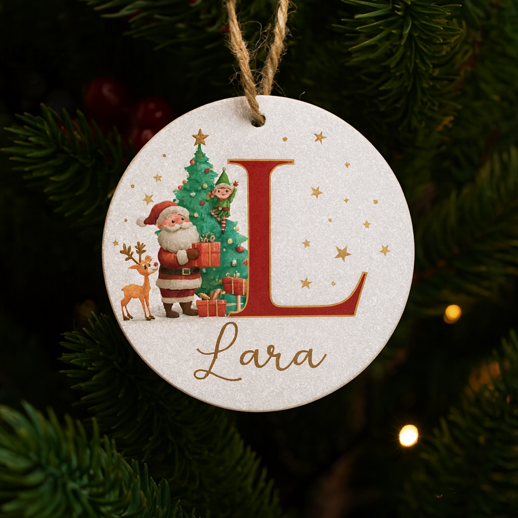 Weihnachtsornamente Personalisiert Papier Initialen Rund