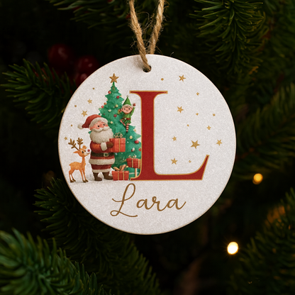 Weihnachtsornamente Personalisiert Papier Initialen Rund