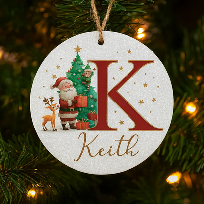 Weihnachtsornamente Personalisiert Papier Initialen Rund