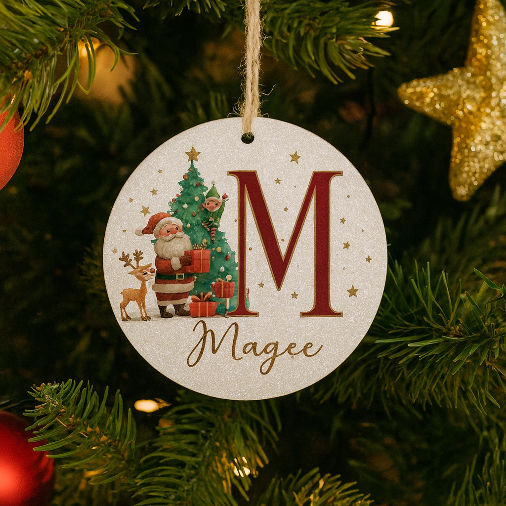 Weihnachtsornamente Personalisiert Papier Initialen Rund